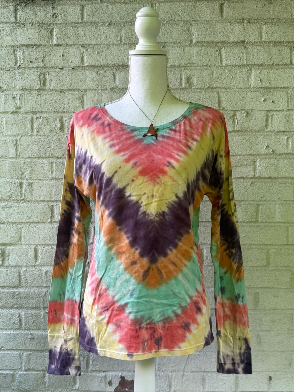 Organic Tie-Dye Long Sleeve Scoop Neck Top